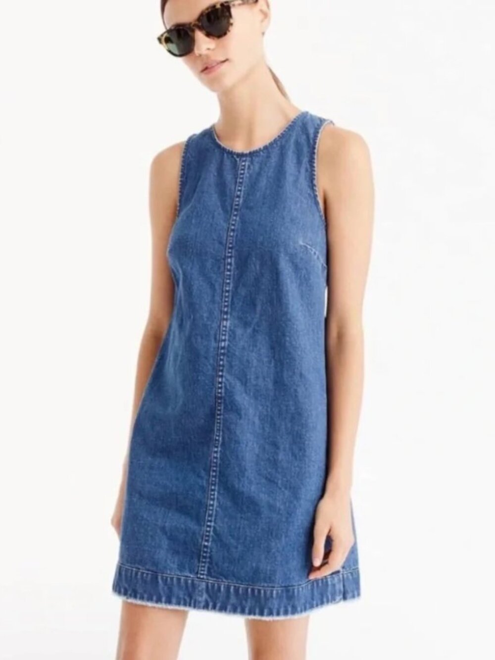 J. Crew Sleeveless Blue Denim Mini Dress - Picture 1 of 7